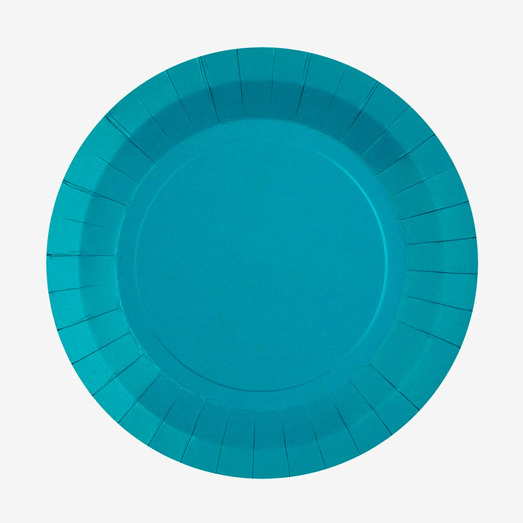 10 assiettes en carton aqua : deco de table anniversaire sirene