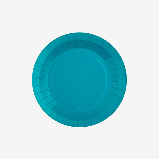 10 assiettes en carton aqua : deco de table baby shower garcon