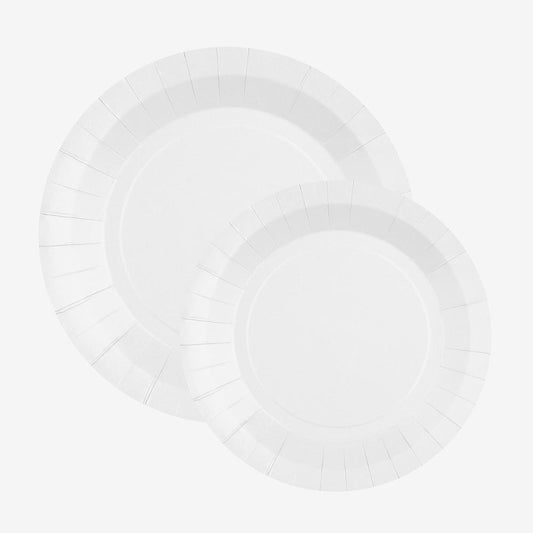 10 assiettes en carton blanches : deco de table mariage