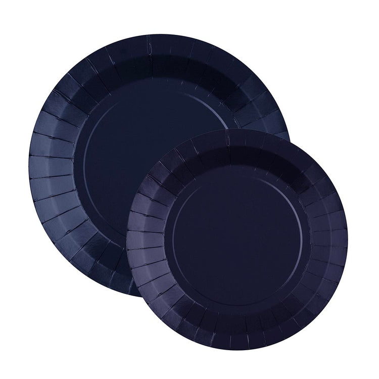 Assiettes en carton bleu marine : deco de table anniversaire sirene