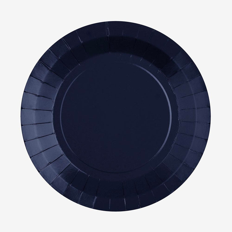 Assiettes en carton bleu marine : deco de table baby shower garcon