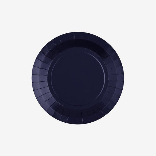 10 assiettes en carton bleu marine : anniversaire animaux marins