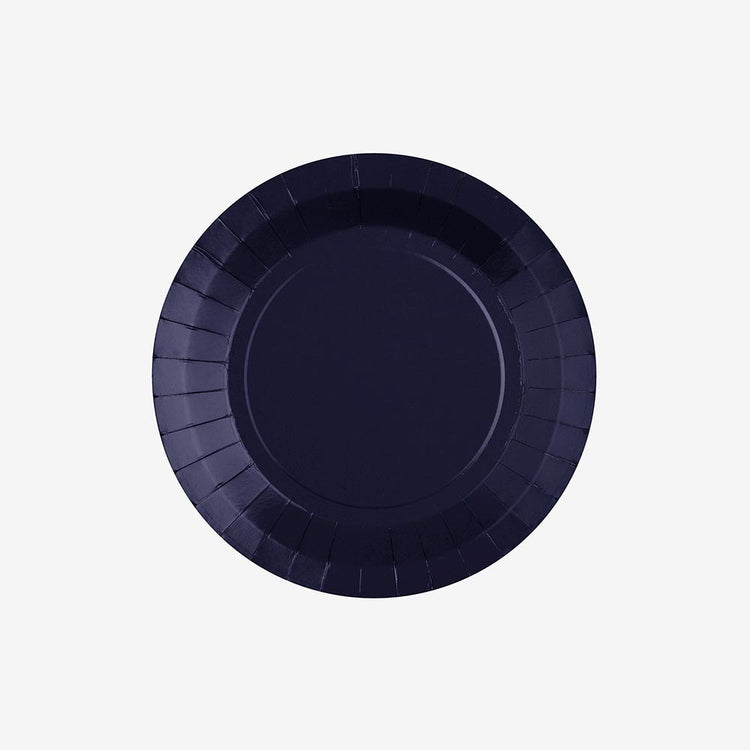 10 assiettes en carton bleu marine : anniversaire animaux marins