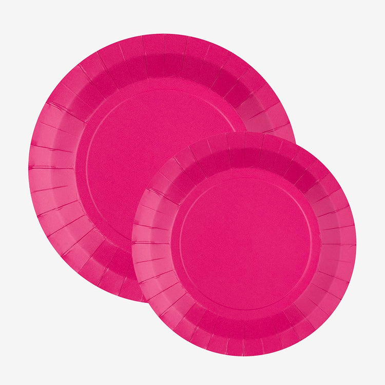 10 assiettes en carton fuchsia : deco de table anniversaire fille