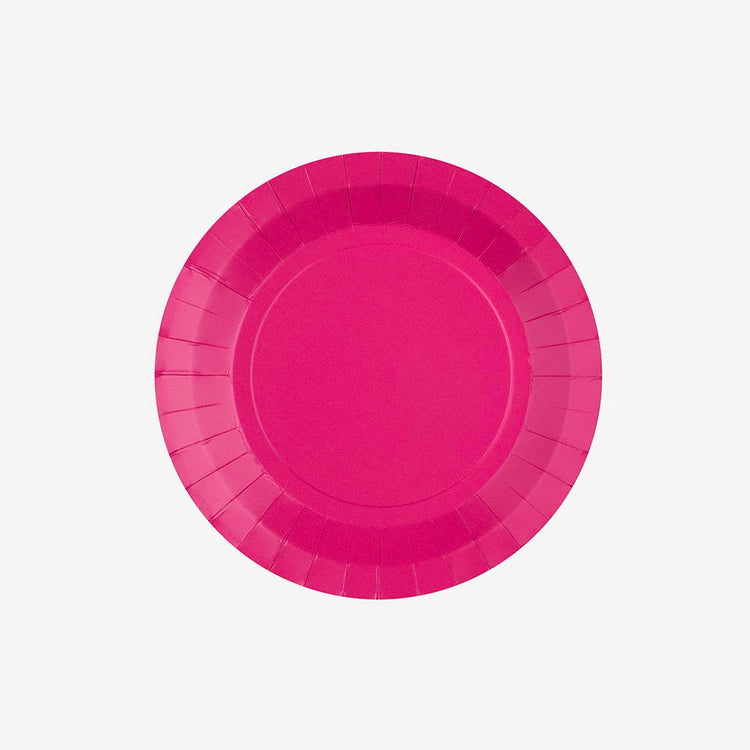 10 assiettes en carton fuchsia : deco de table anniversaire barbie
