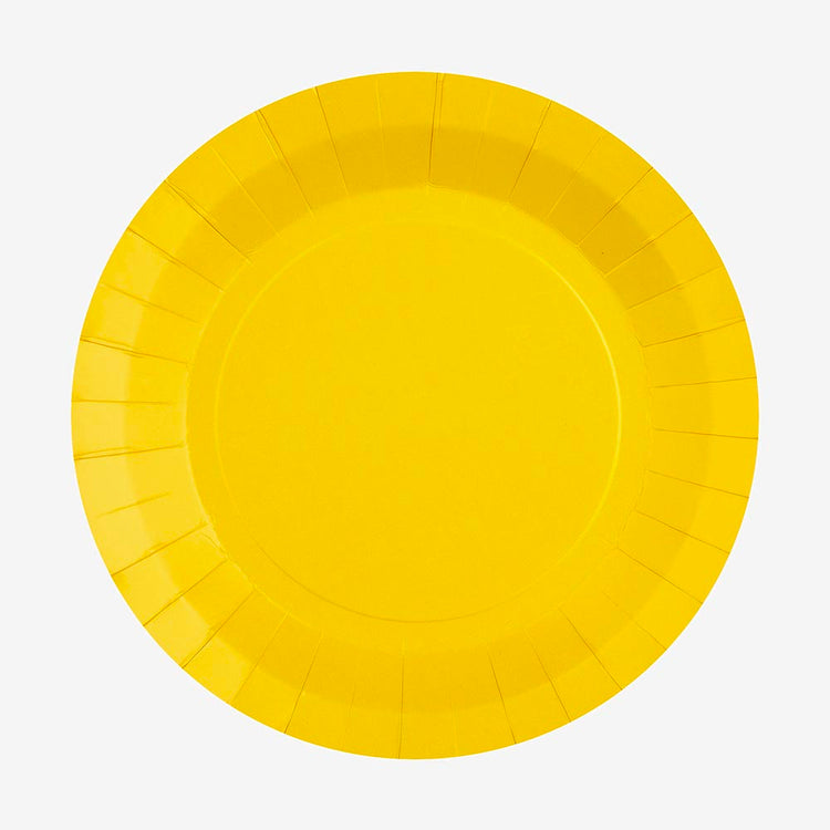 10 assiettes en carton jaunes : decoration de table thÚme été