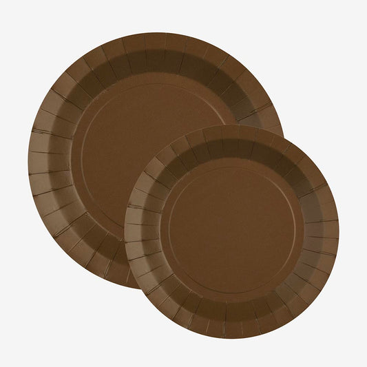 10 assiettes en carton chocolat : decoration de table boheme chic