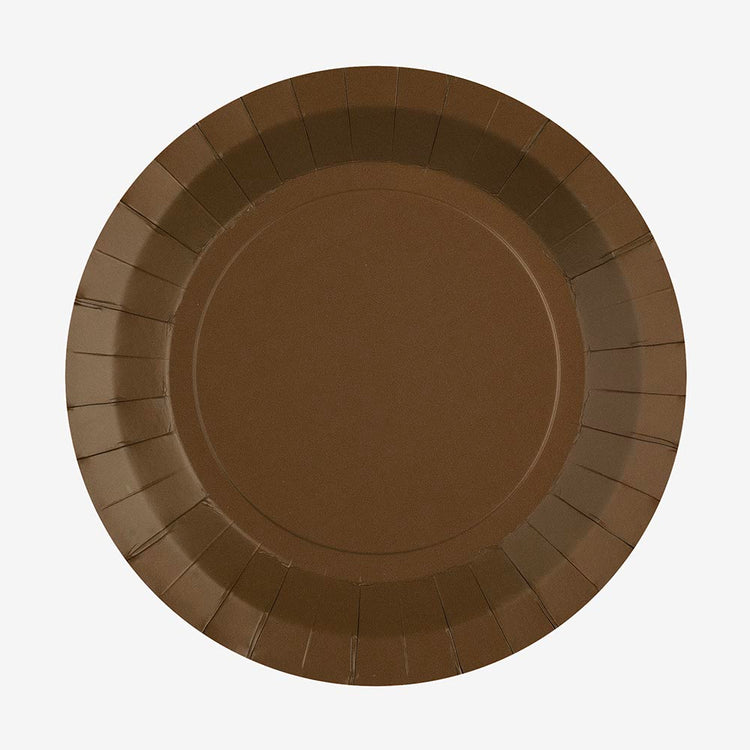 10 assiettes en carton chocolat : deco de table anniversaire foret
