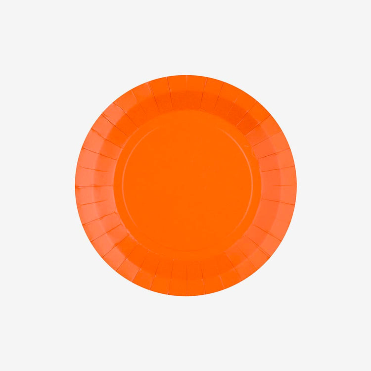 10 assiettes en carton orange : deco de table anniversaire chantier