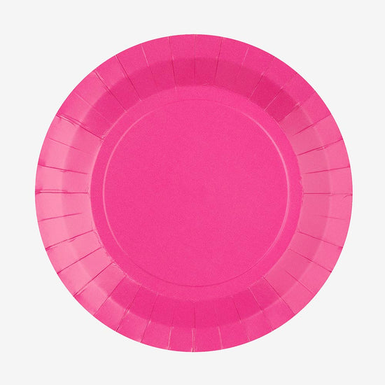 10 assiettes en carton rose bonbon : deco de table pyjama party