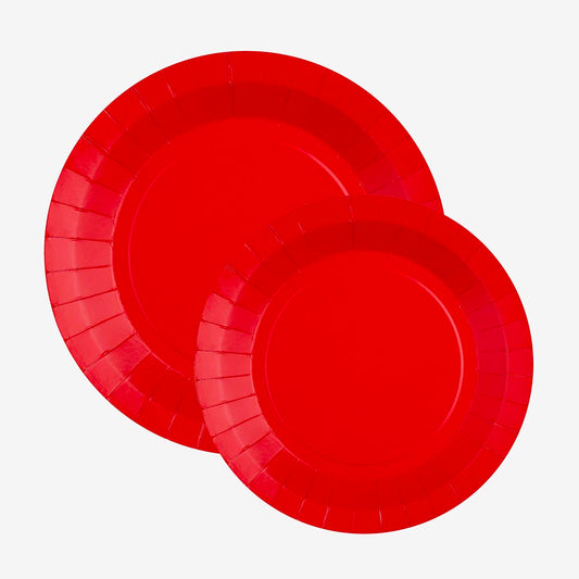 10 assiettes en carton rouges : deco de table boheme chic