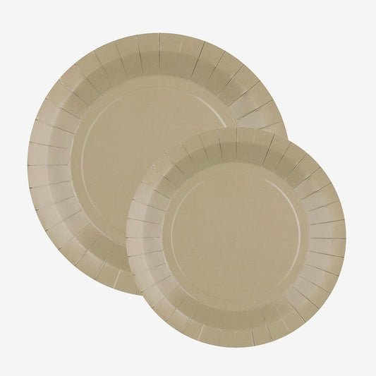 10 assiettes en carton taupe : decoration de table boheme chic