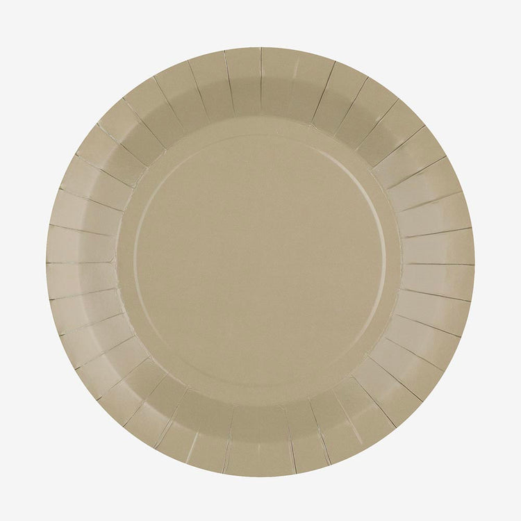 10 assiettes en carton taupe : decoration de table anniversaire