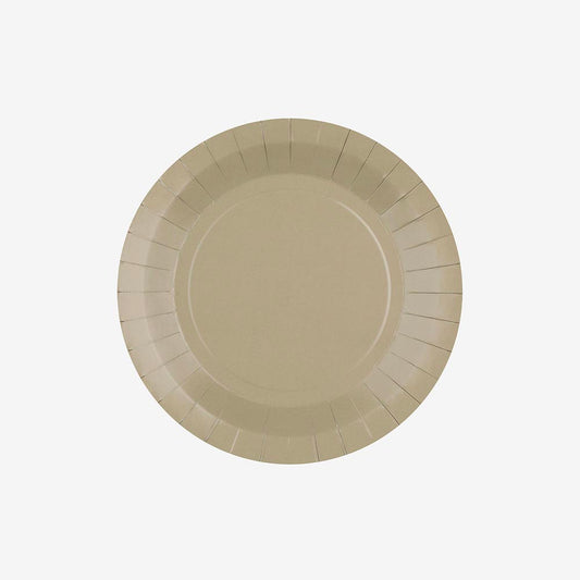10 assiettes en carton taupe : decoration de table champetre