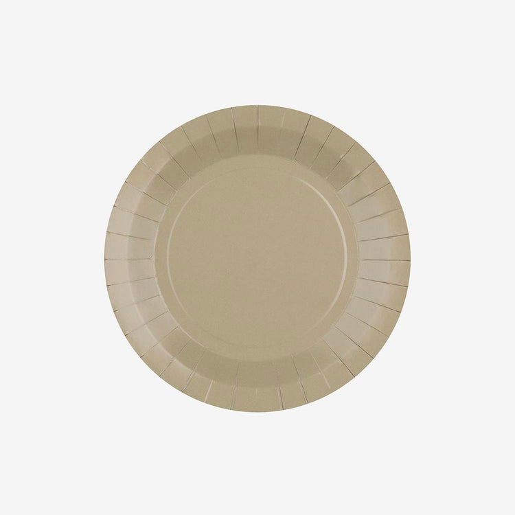 10 assiettes en carton taupe : decoration de table champetre