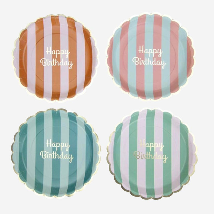 8 assiettes happy birthday pastel ambiance anniversaire festive et tendance