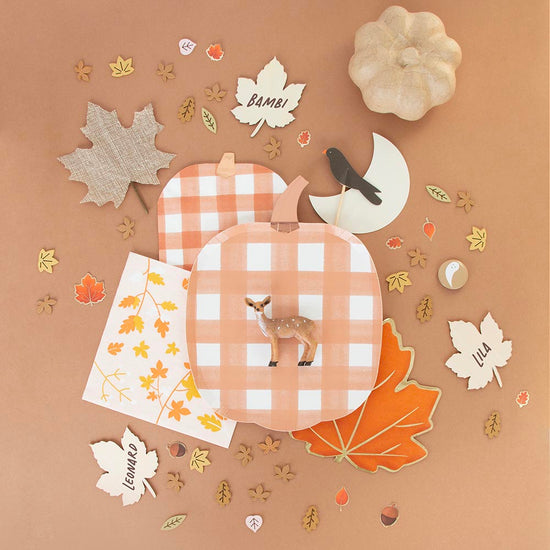 20 serviettes en papier feuilles d'automne : deco de table fête