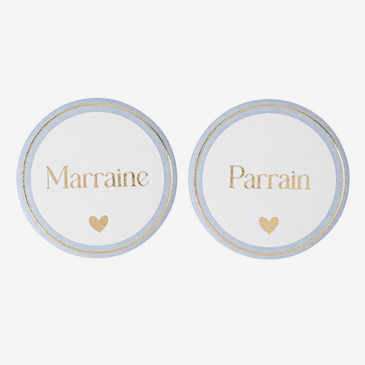 Duo de badges Parrain & Marraine, un souvenir unique