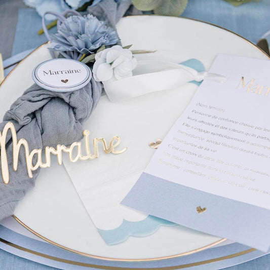 Badges Parrain et Marraine, parfaits pour une annonce spéciale