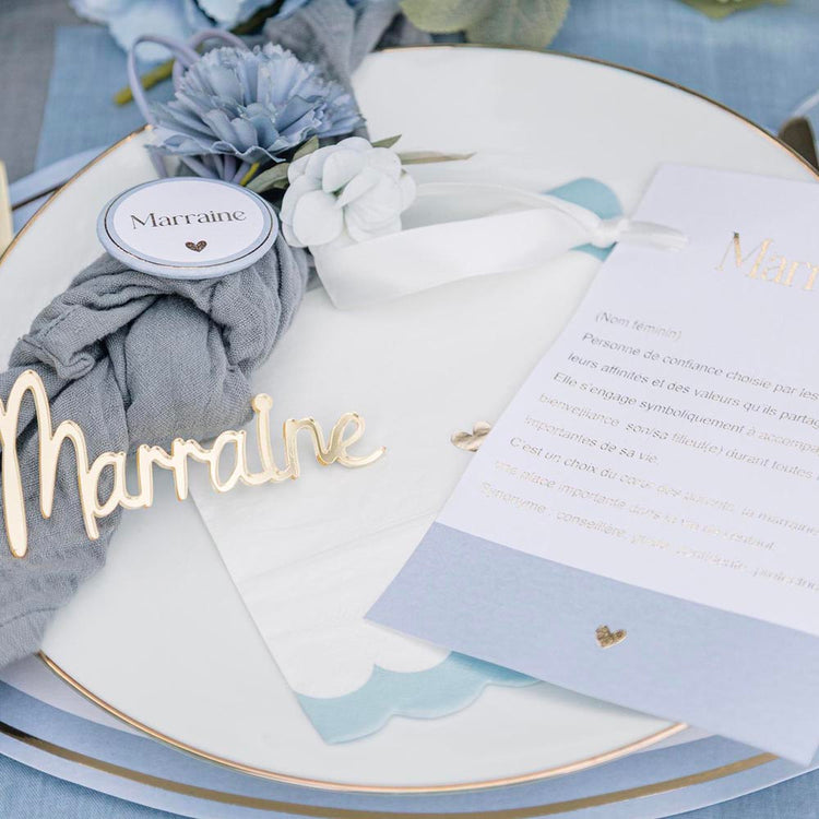 Badges Parrain et Marraine, parfaits pour une annonce spéciale