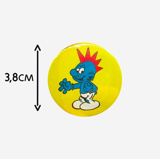 1 badge schtroumpf punk : idée cadeau pour pochette surprise anniversaire ou secret santa