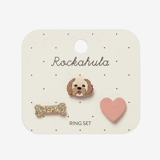Bagues chien, os et coeur : idée cadeau anniversaire enfant