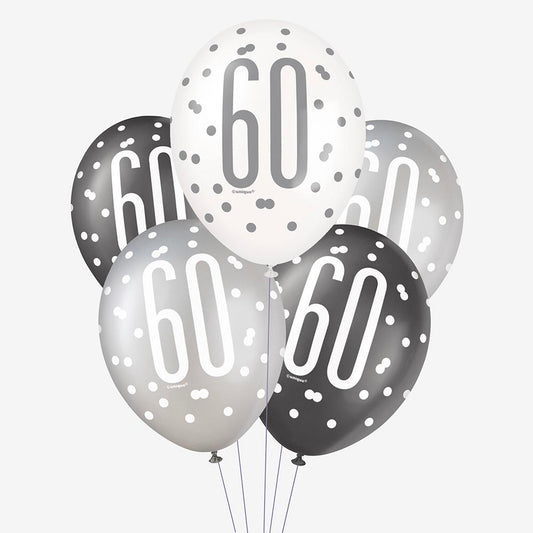 6 ballons de baudruche 60 noirs : decoration fete anniversaire