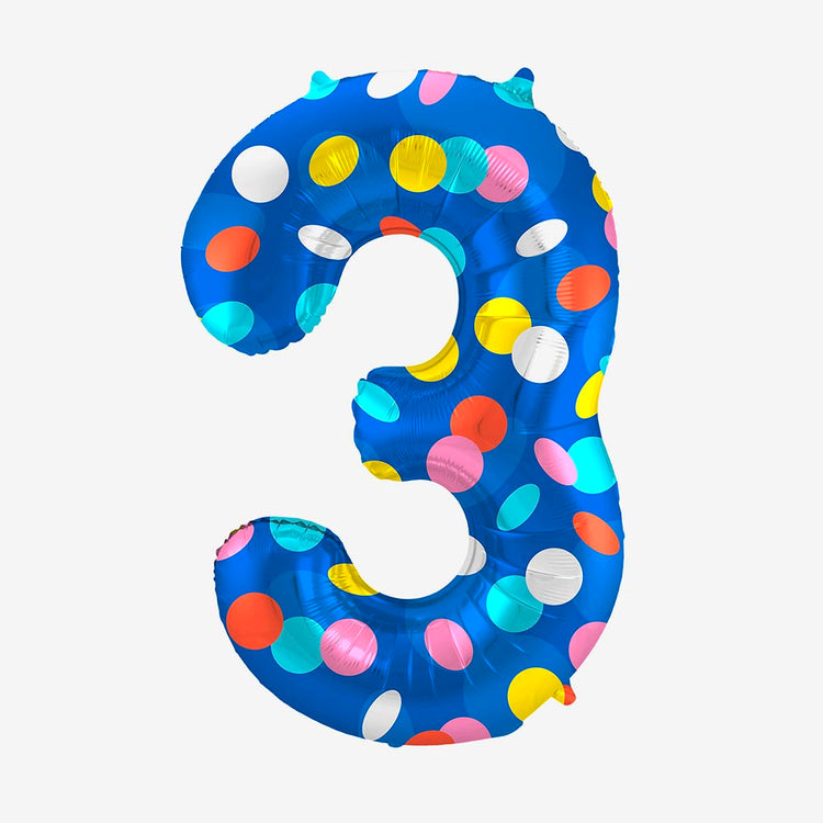 Ballon hélium chiffre bleu à pois : decor anniversaire original