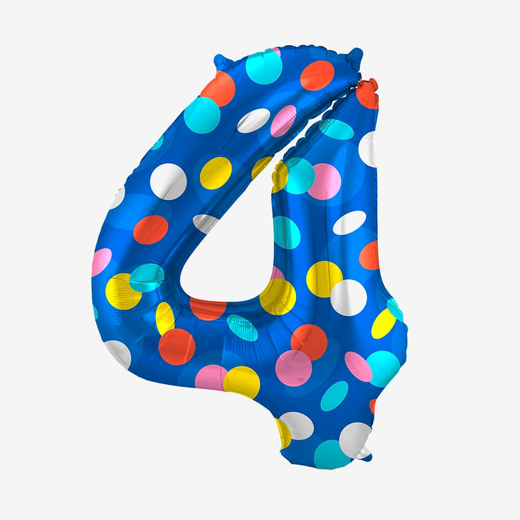 Ballon helium chiffre bleu avec pois : accessoire photobooth