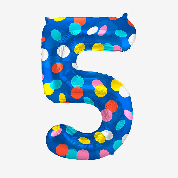 Ballon helium chiffre bleu avec pois : deco anniversaire ado