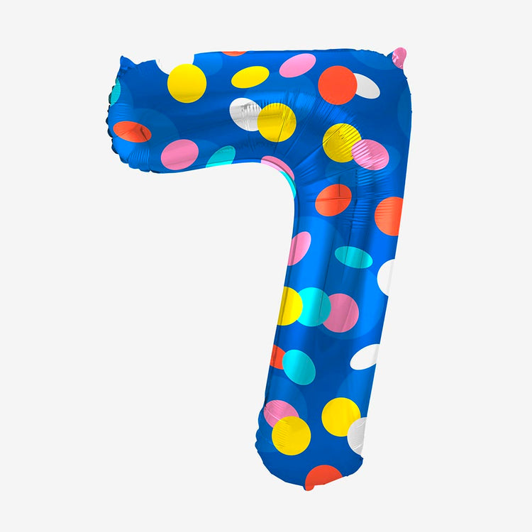 Ballon helium chiffre bleu et pois : decoration anniversaire chic