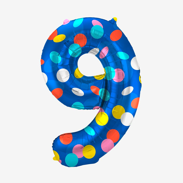 Ballon helium chiffre blei avec pois pour decoration fete