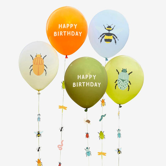 5 ballons de baudruche insectes : decoration anniversaire ete