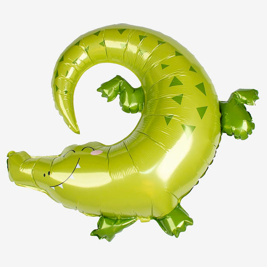 Anniversaire jungle : ballon crocodile alligator compatible hélium