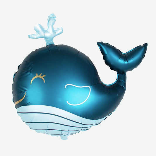 Anniversaire animaux marins : ballon baleine compatible hélium