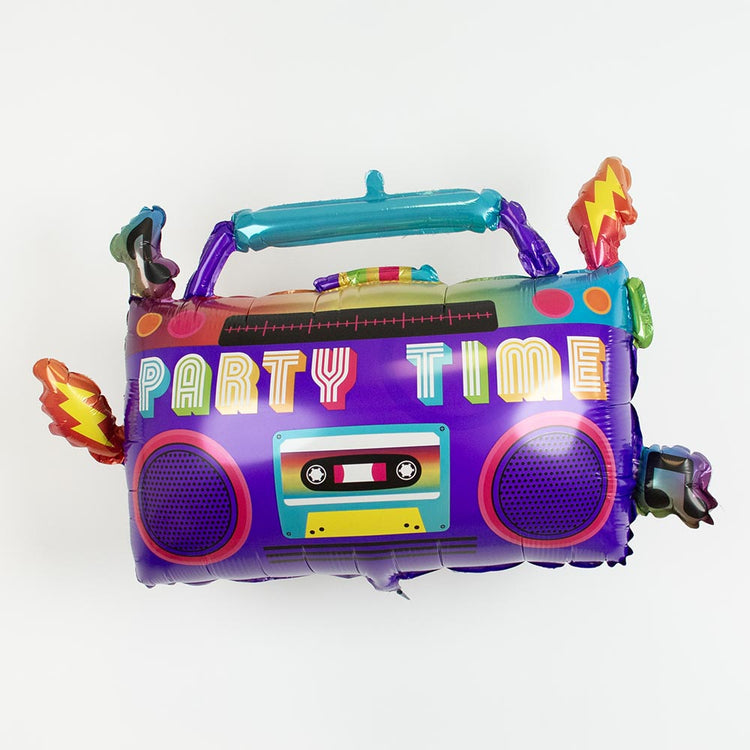 Ballon helium Boom Box Party Time : decoration anniversaire disco