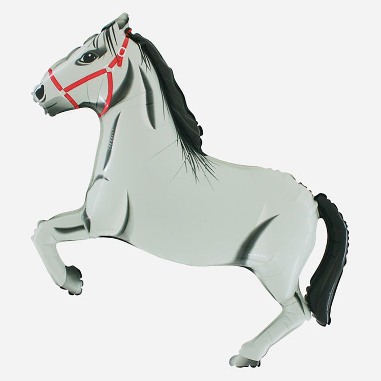Anniversaire cheval : ballon cheval blanc à gonfler à l'helium