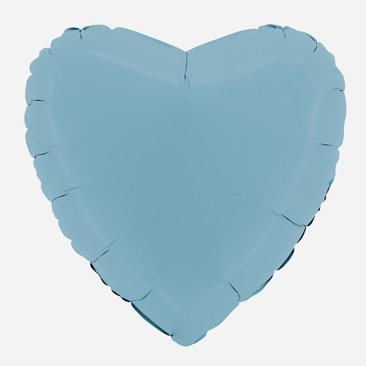 Ballon mylar coeur bleu mat : deco baby shower garçon