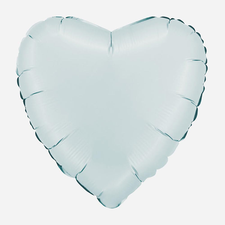Ballon helium coeur bleu pastel satin : deco baby shower garcon