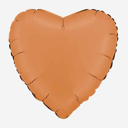 Ballon mylar coeur caramel satin : deco mariage terracotta