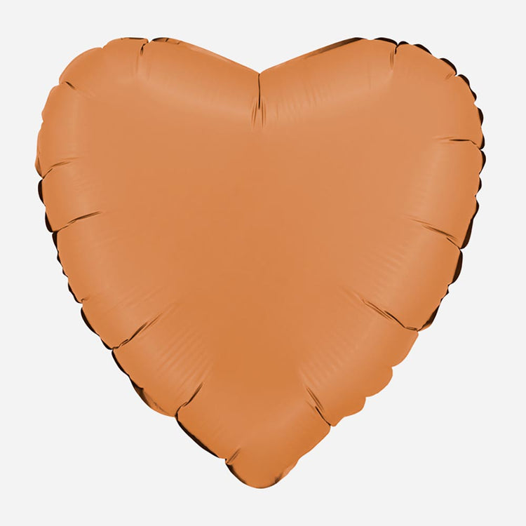 Ballon mylar coeur caramel satin : deco mariage terracotta