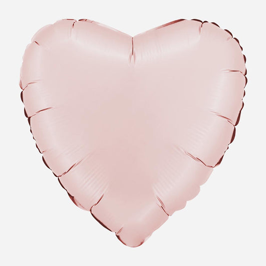 Ballon mylar coeur rose pastel satin : deco baby shower fille