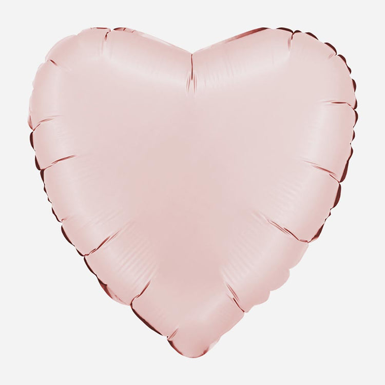 Ballon mylar coeur rose pastel satin : deco baby shower fille