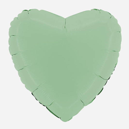 Ballon mylar coeur sauge mat : decoration Saint Valentin