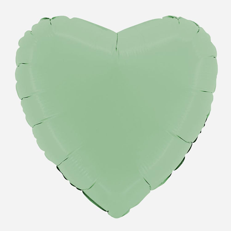 Ballon mylar coeur sauge mat : decoration Saint Valentin