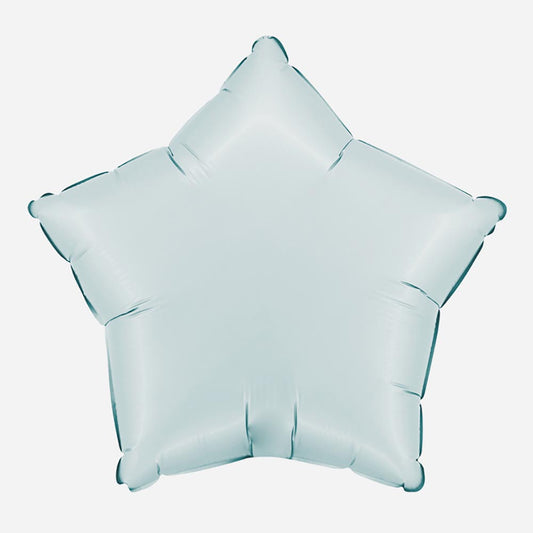 Ballon mylar étoile bleu pastel satin : deco baby shower garcon