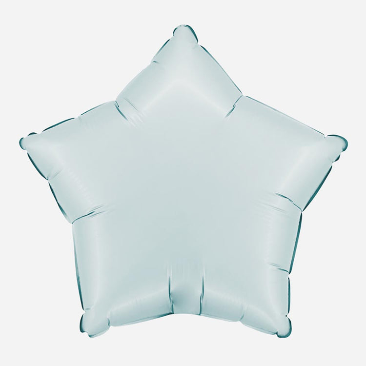 Ballon mylar étoile bleu pastel satin : deco baby shower garcon