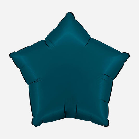 Ballon mylar étoile bleu pétrole satin : deco anniversaire dino