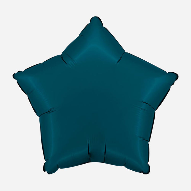 Ballon mylar étoile bleu pétrole satin : deco anniversaire dino