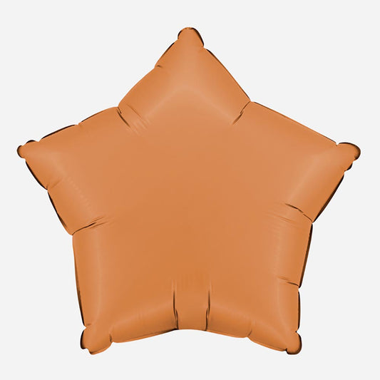 Ballon mylar étoile caramel satin : deco mariage terracotta
